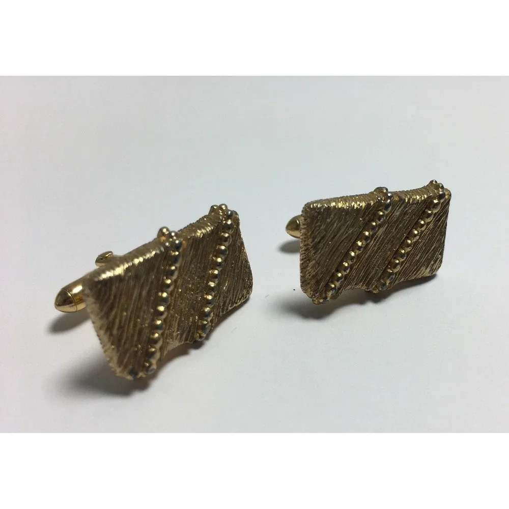 Mens Vintage Cufflinks Signed Swank Gold Rectangle